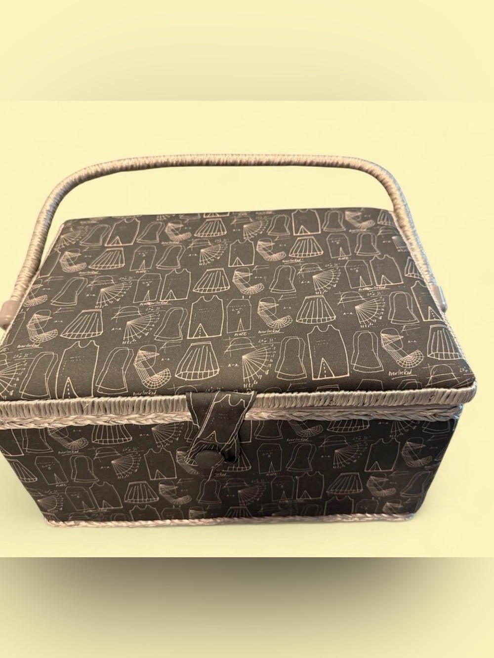 Gray Patterned Women's Sewing Tote Bag Box